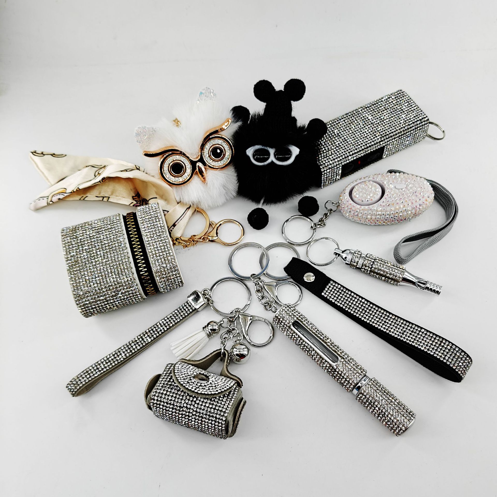 9-Piece Multi-Functional Keychain Set for Women, Stylish Bag Charm
