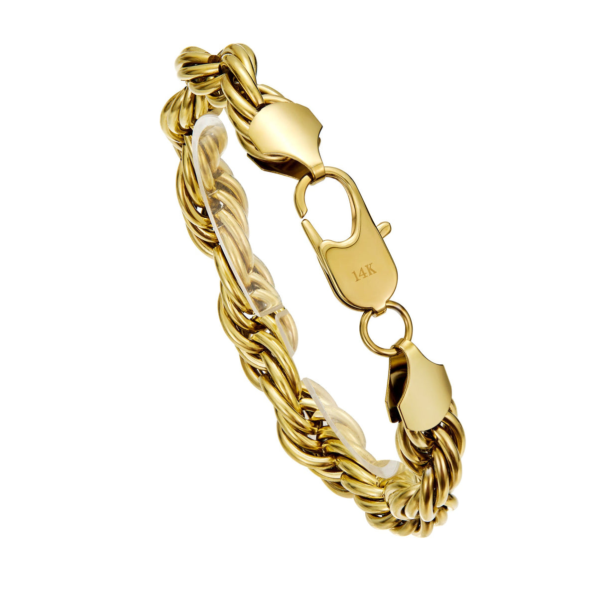14K Gold-Plated Mens Hip-Hop Flat-Clasp Rope Necklace