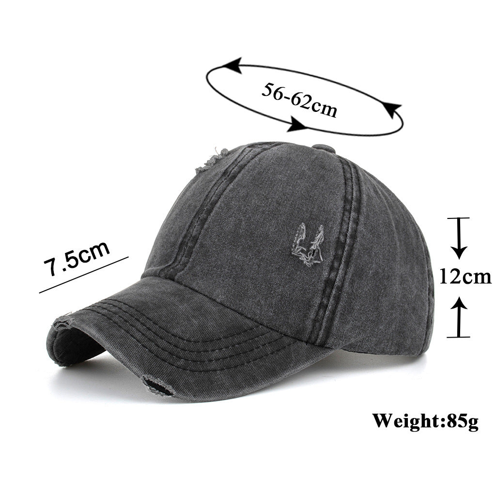 Washed Distressed Ponytail Baseball Cap