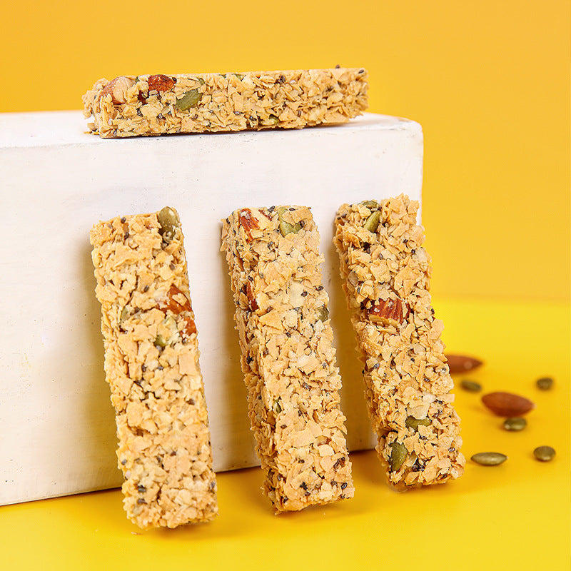 Chia Seed Nut And Oat Bars In Individual Packaging High-Protein Cereal Biscuits