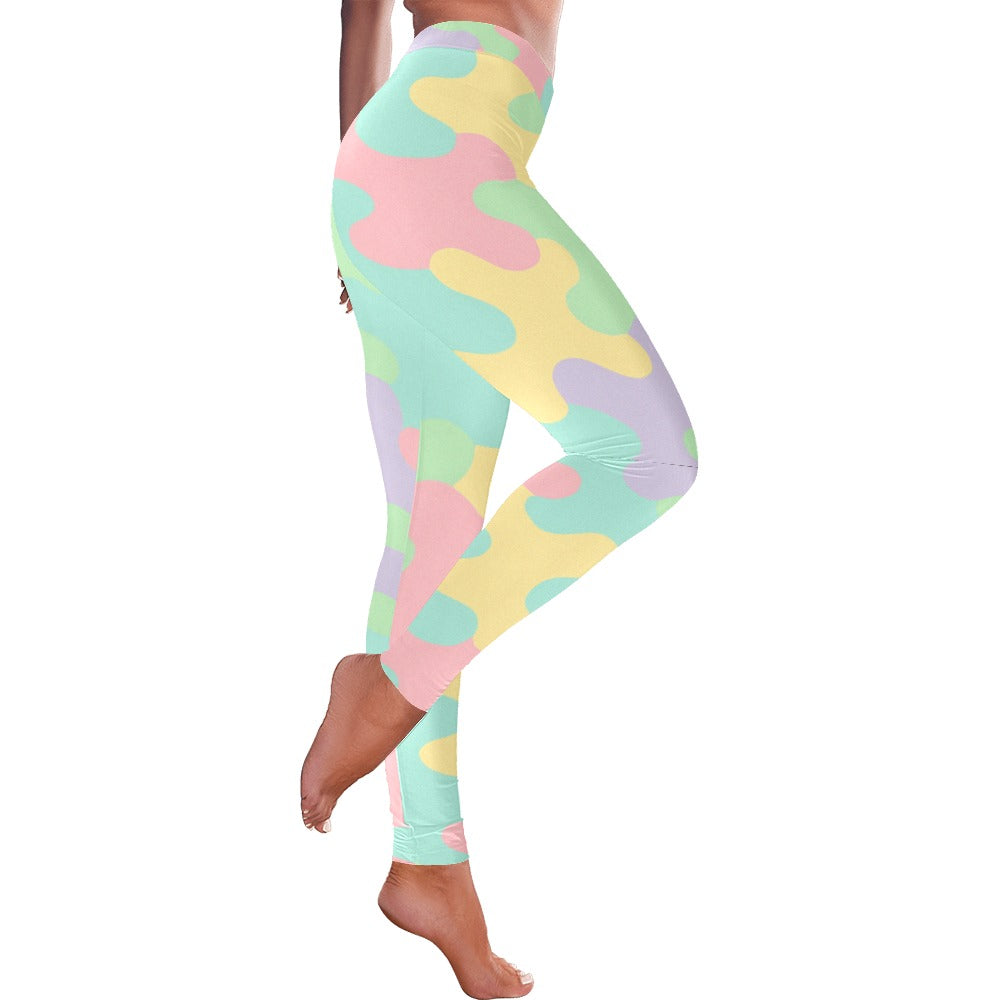 Women's Pastel Rainbow Camo Harajuku Low Rise All-Over Leggings