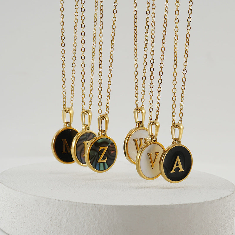 Natural Shell Initial Necklace in Gold Plating