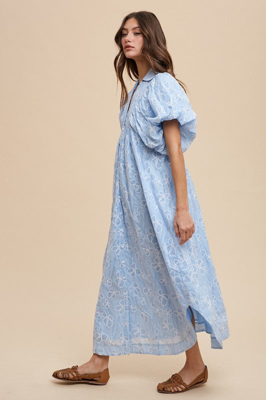 Floral Smocked Puff Sleeve Summer Dress with Feminine Details