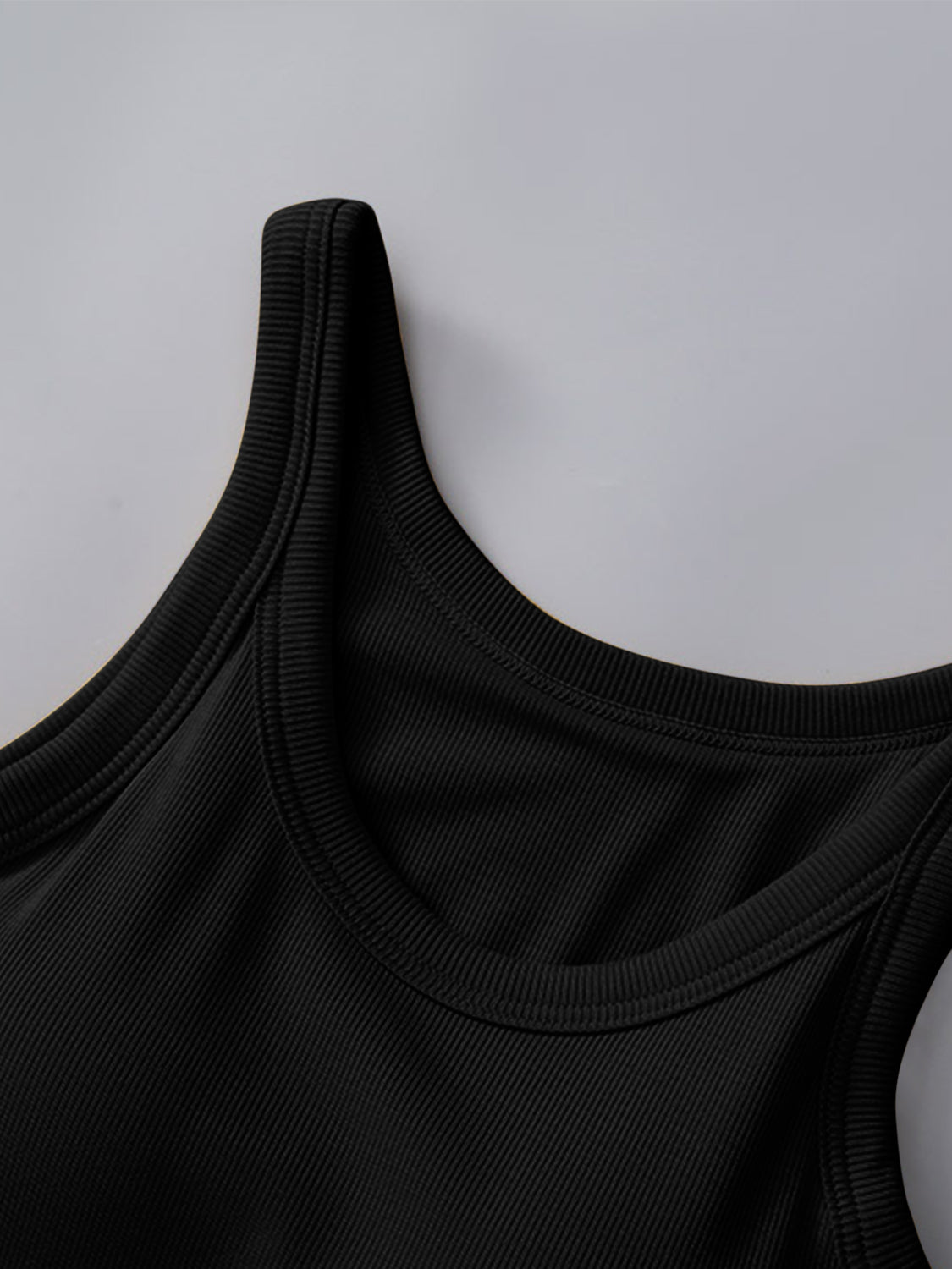Women's Fitted Round Neck Tank Top with Built-in Bra - Sleeveless