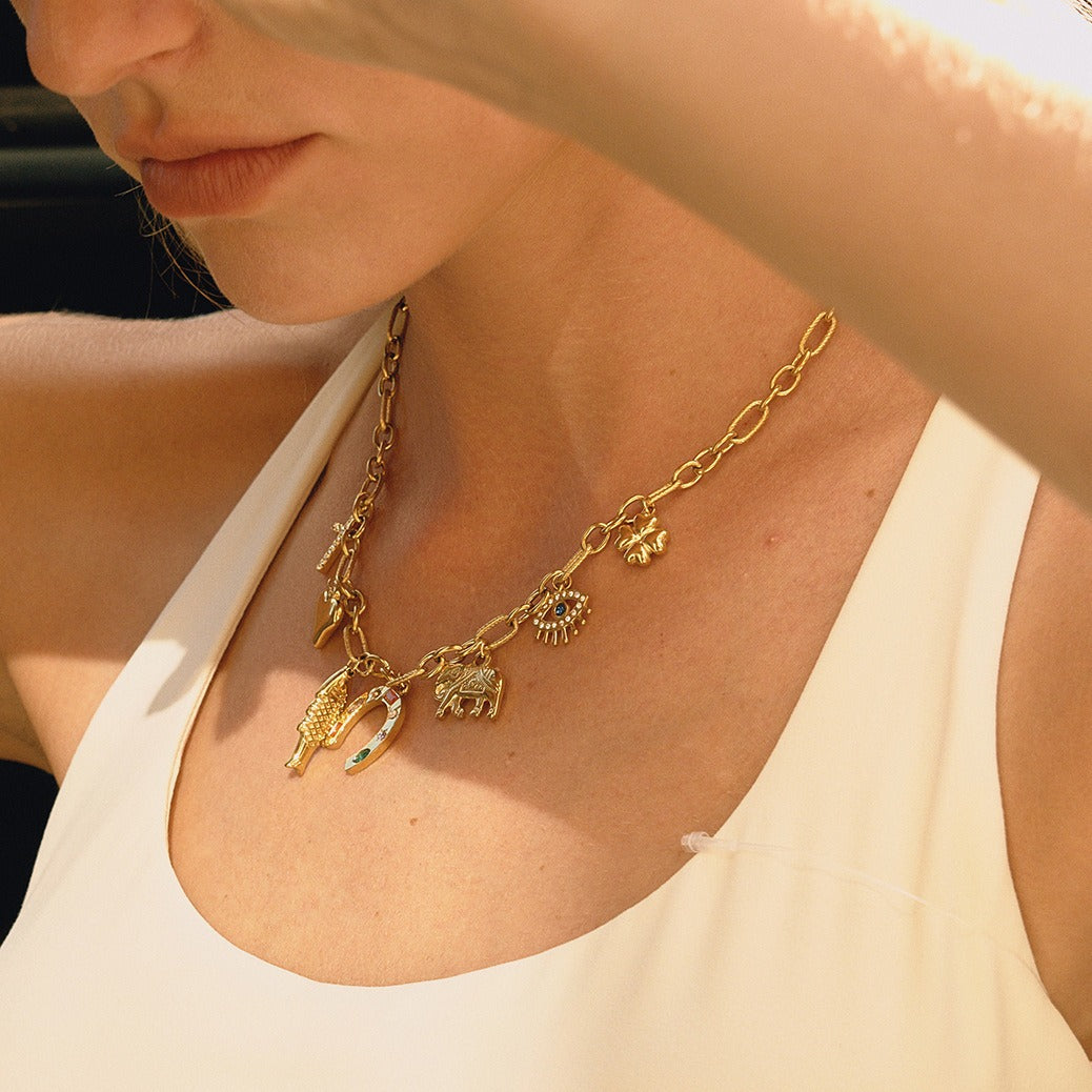 18K Gold-Plated Titanium Steel DIY Pendant Clavicle Chain