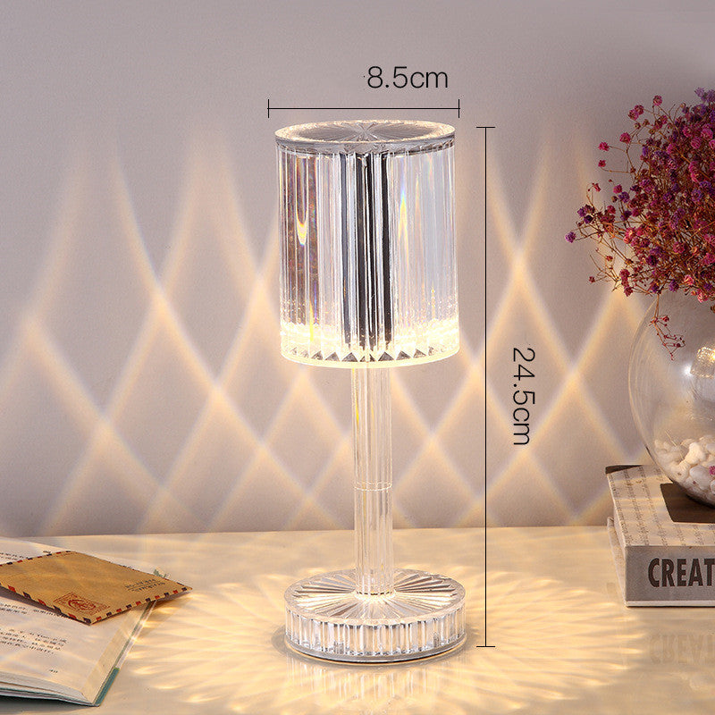 Crystal Diamond Table Lamp 3-Way Dimmable Touch Bedside Light