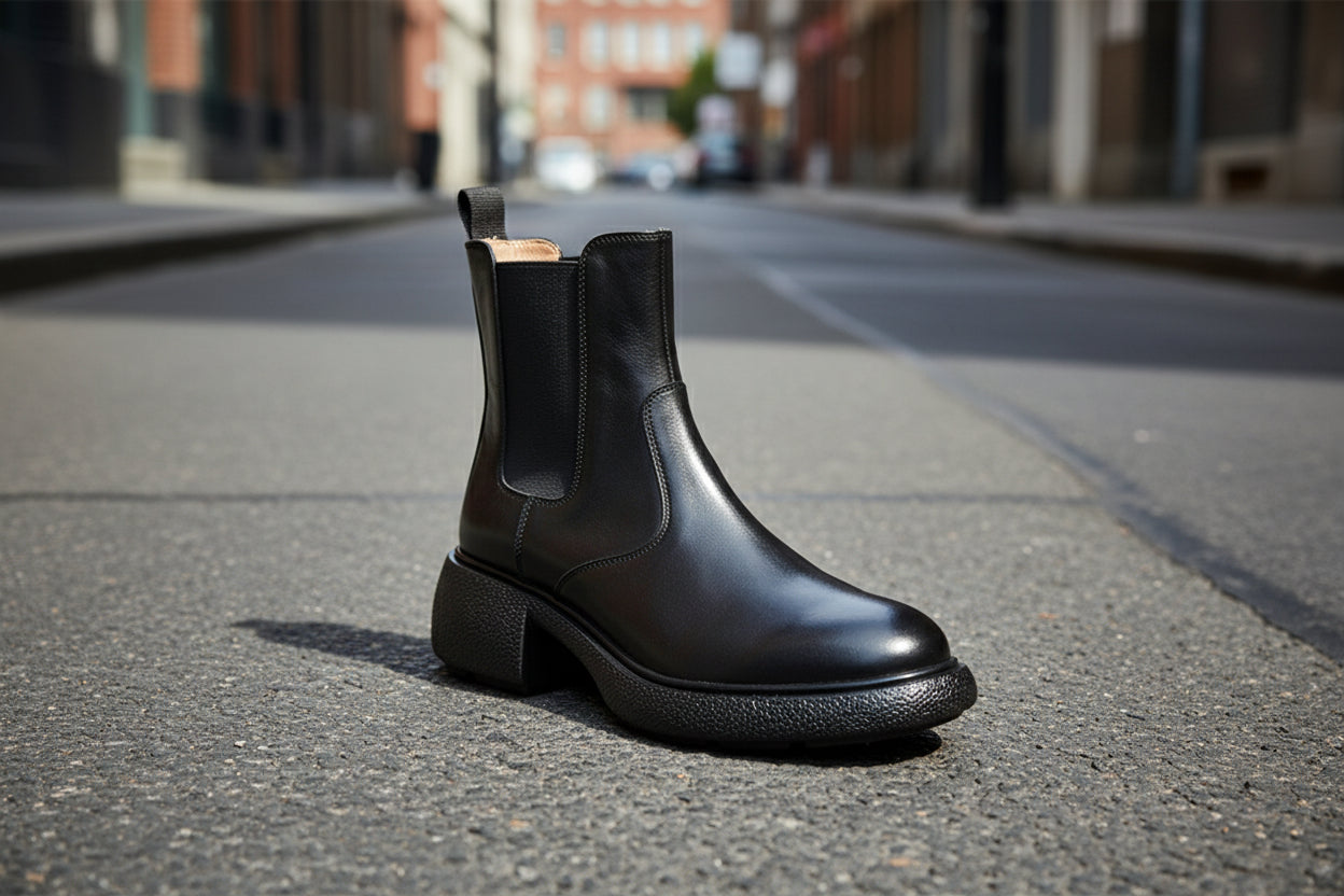 Women’s British-Style Chunky Heel Ankle Boots – Dr. Style Leather Booties for Fall & Winter