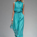 Women’s Sleeveless Button-Down Vest and Wide-Leg Pants Set - Image 6