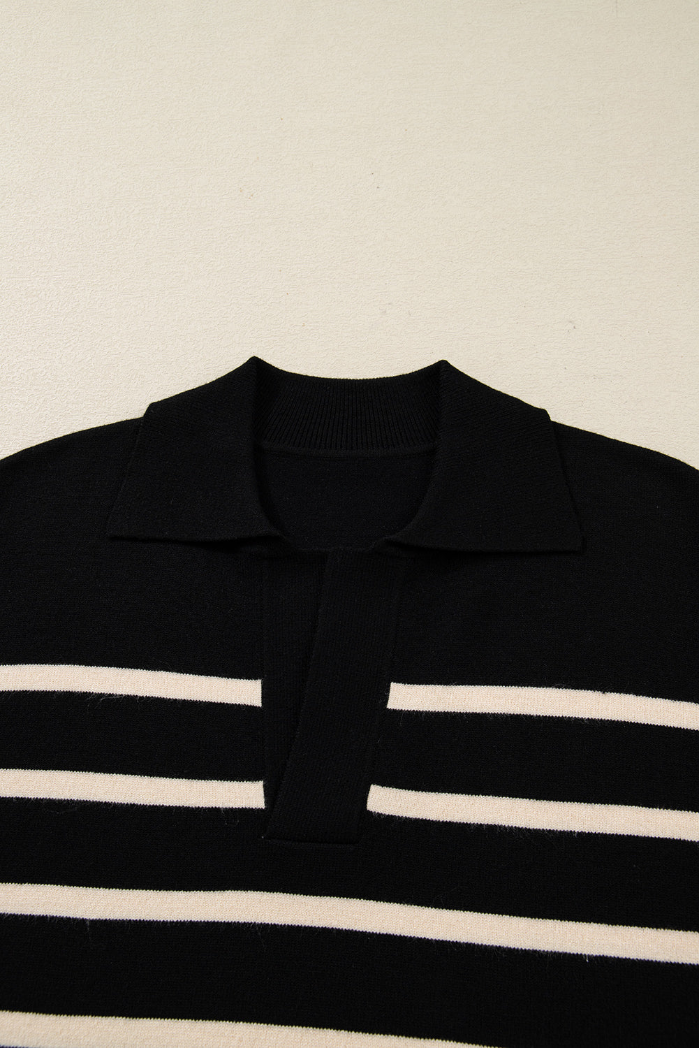 Stripe Puff Sleeve Collared Sweater Mini Dress