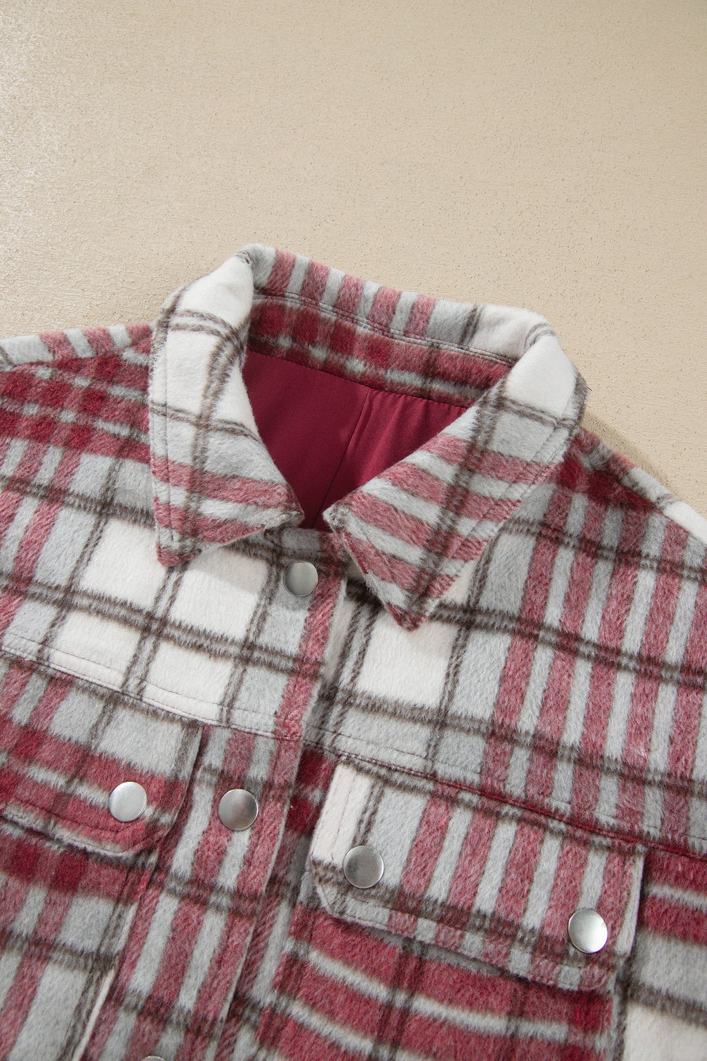 Plaid Flannel Snap Button Collared Jacket