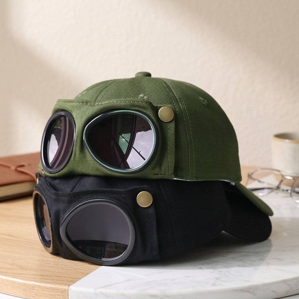 Pilot Peaked Cap with Sunglasses