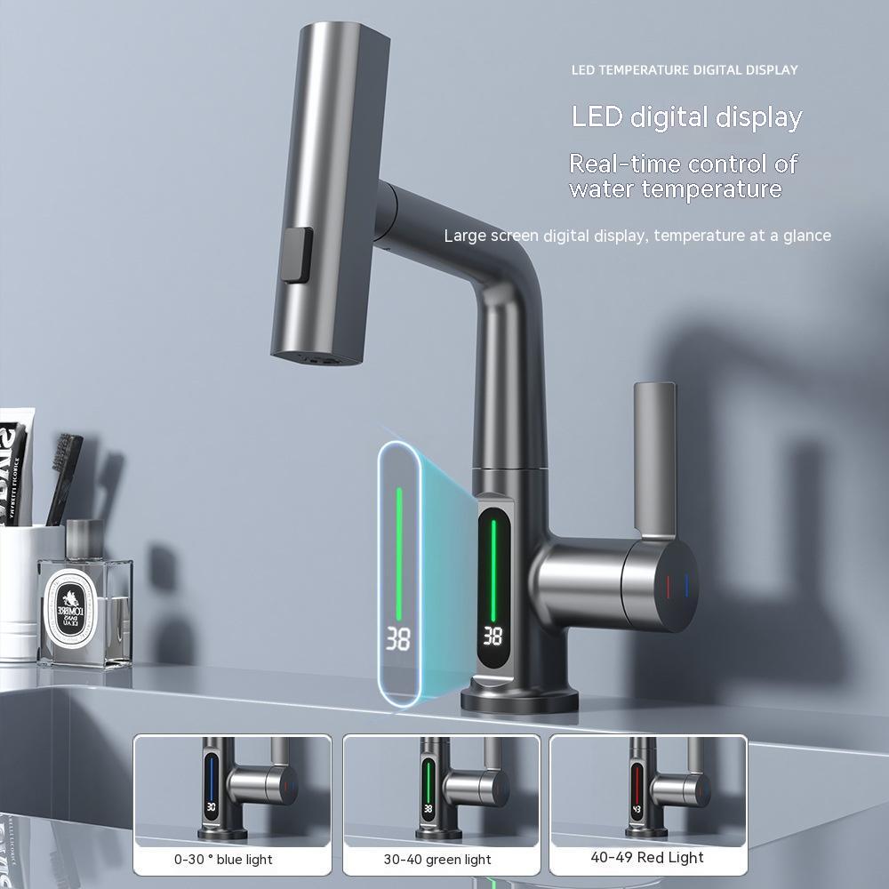 Intelligent Digital Display Kitchen Faucet with Pull-Out Sprayer