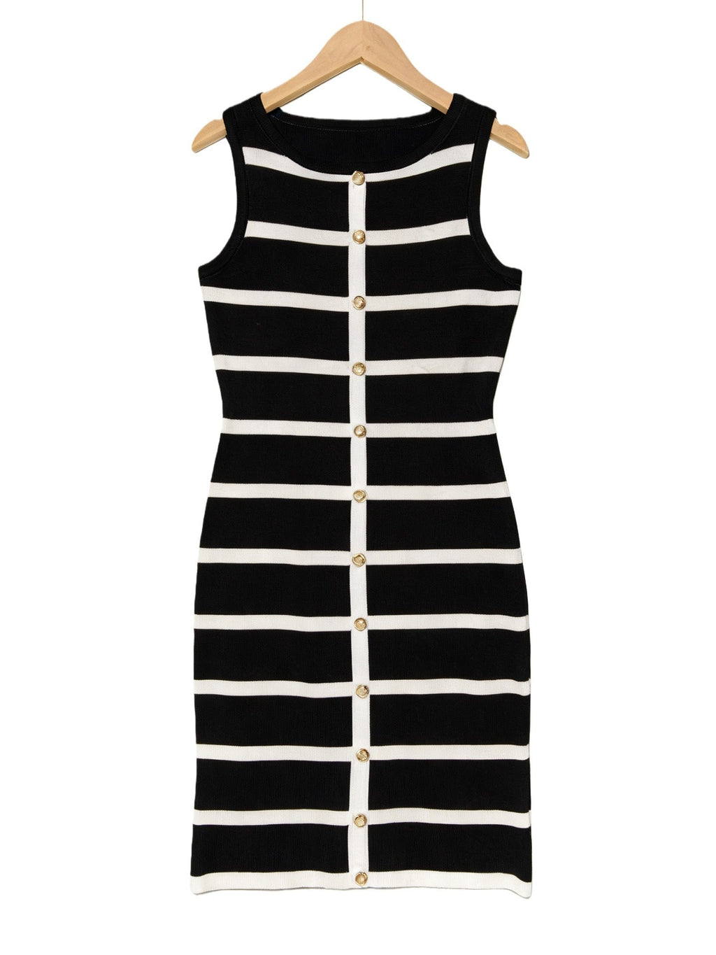 Contrast Stripe Ribbed Knit Button Front Mini Dress - Image 6