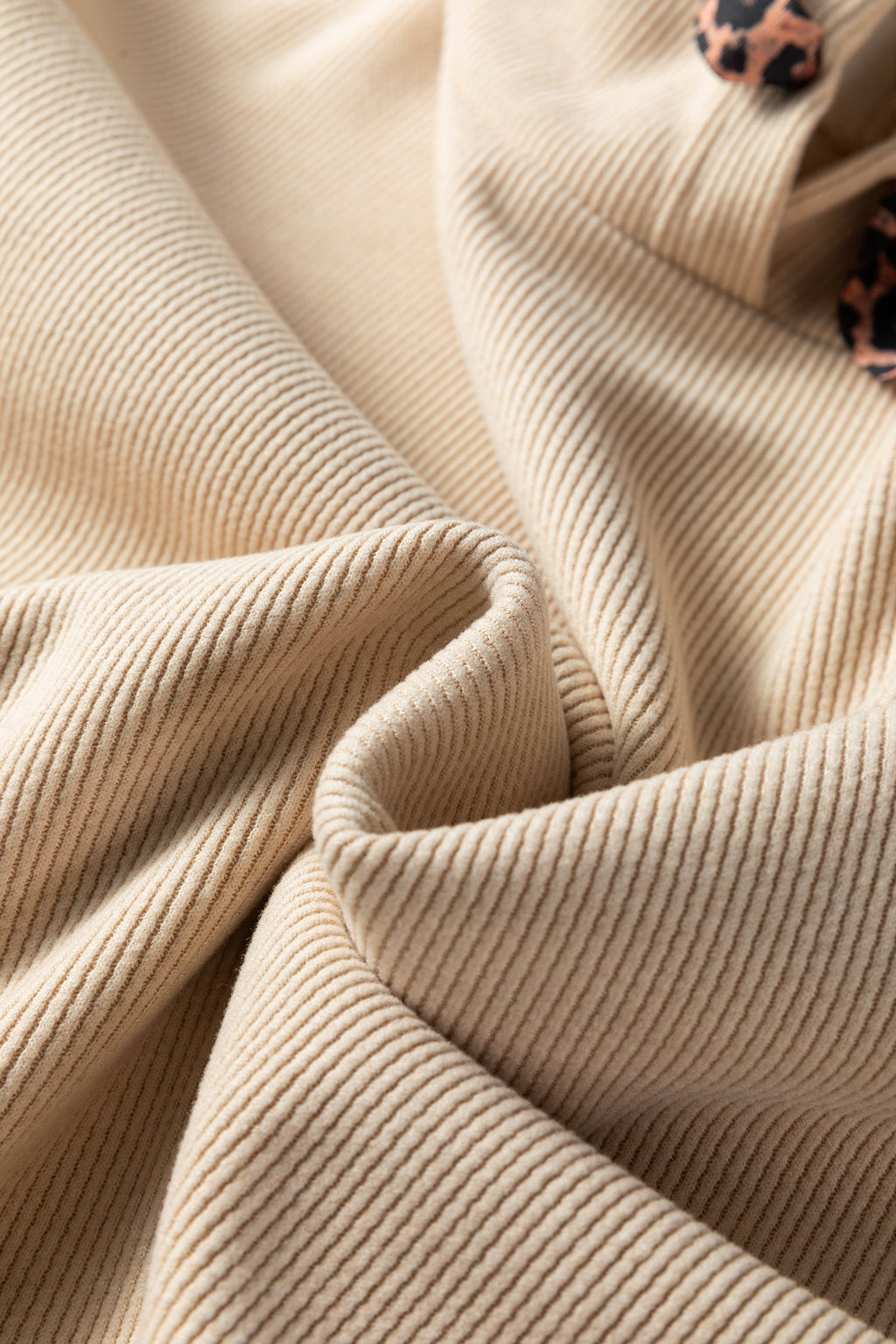 Dark Khaki Thermal Textured Leopard Drawstring Baggy Hoodie