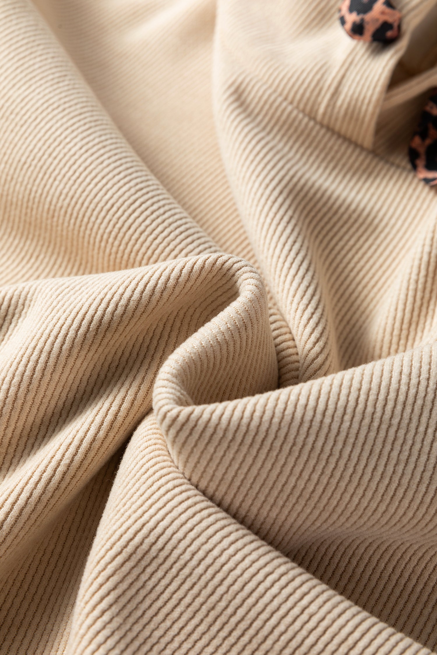 Dark Khaki Thermal Textured Leopard Drawstring Baggy Hoodie