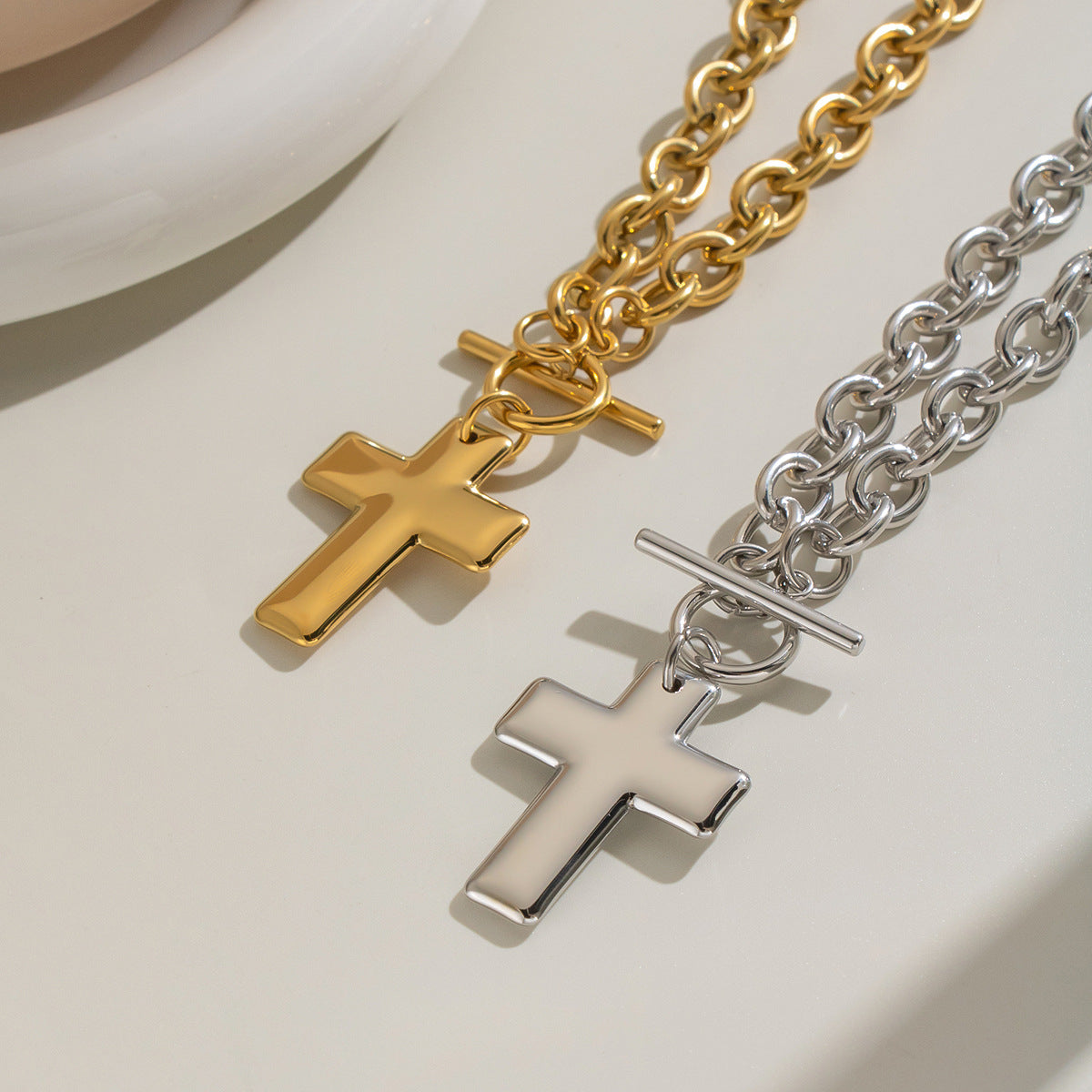 Cross Titanium Steel Pendant Necklace For Women
