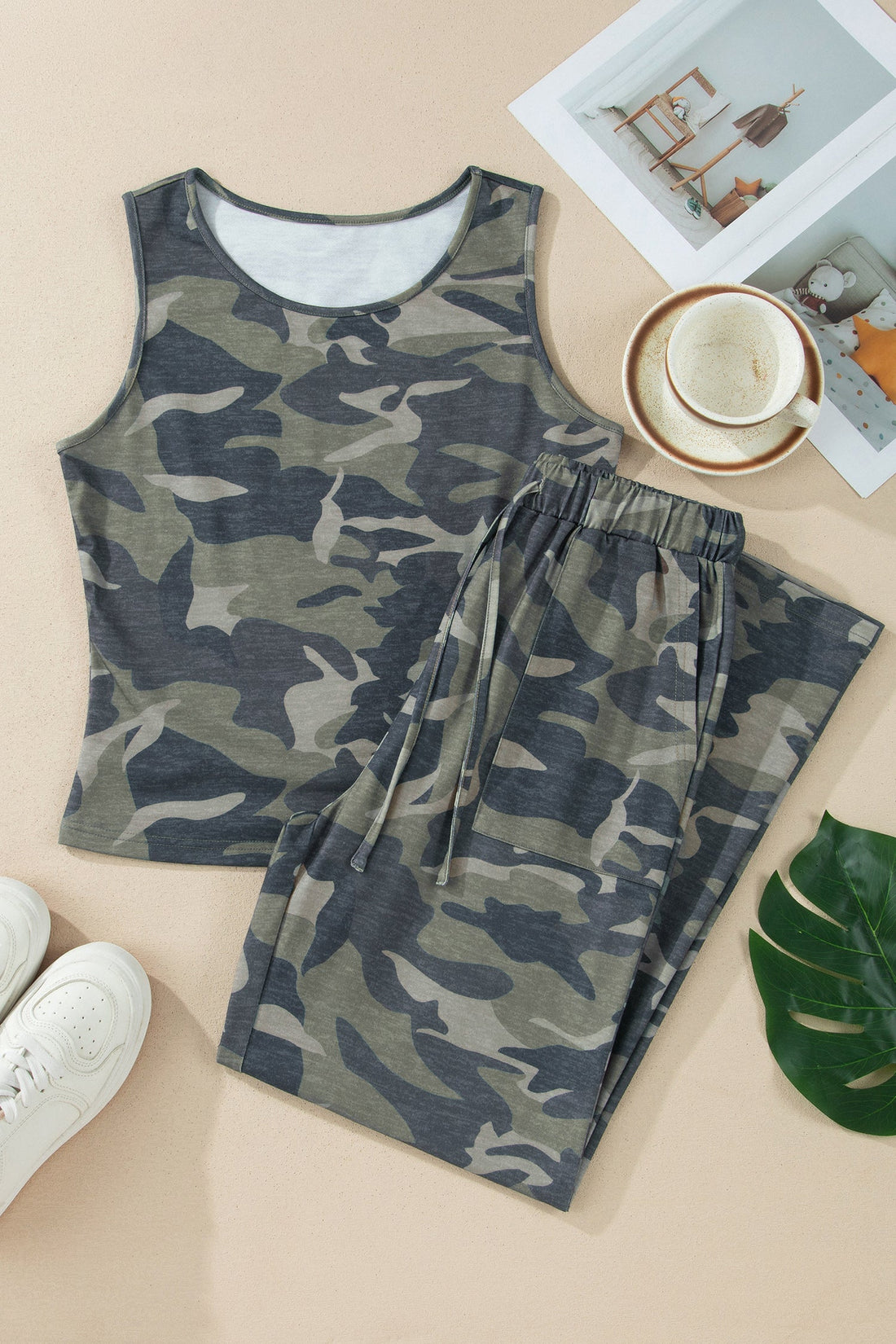 Tallulah Camouflage Print Slim Tank Top