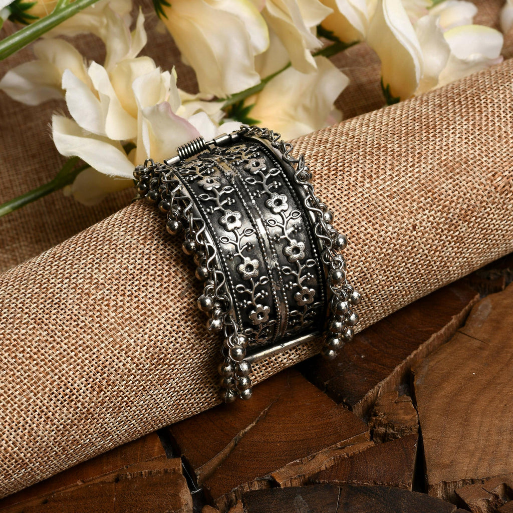 Oxidised Silver-Plated Ghungroo Handcrafted Bracelet Design 021