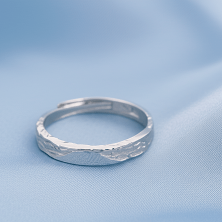 Adjustable 999 Sterling Silver Ring with Twisted Clear Zircon - Hypoallergenic Luxury Jewelry