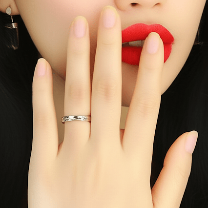 Adjustable 999 Sterling Silver Ring with Twisted Clear Zircon - Hypoallergenic Luxury Jewelry