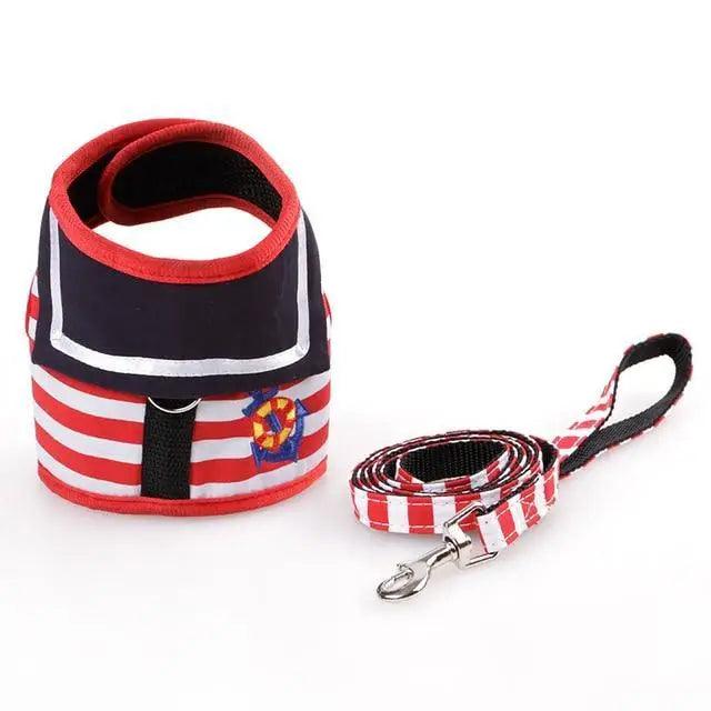Adjustable Navy Suit Style Chest Harness and Leash for Dogs