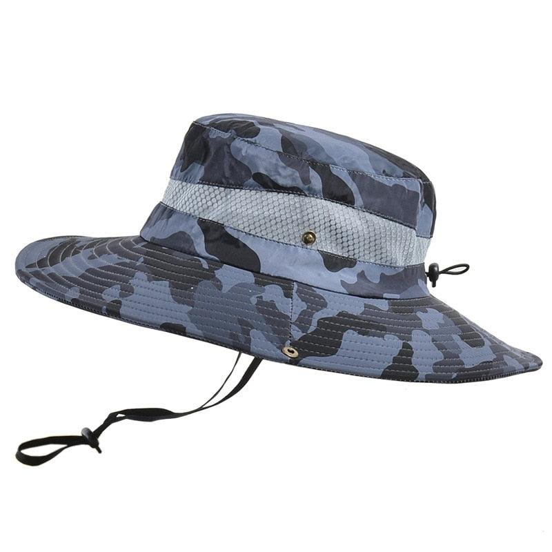 Men's Camo Bucket Hat Wide Brim Breathable Fishing Sun Hat