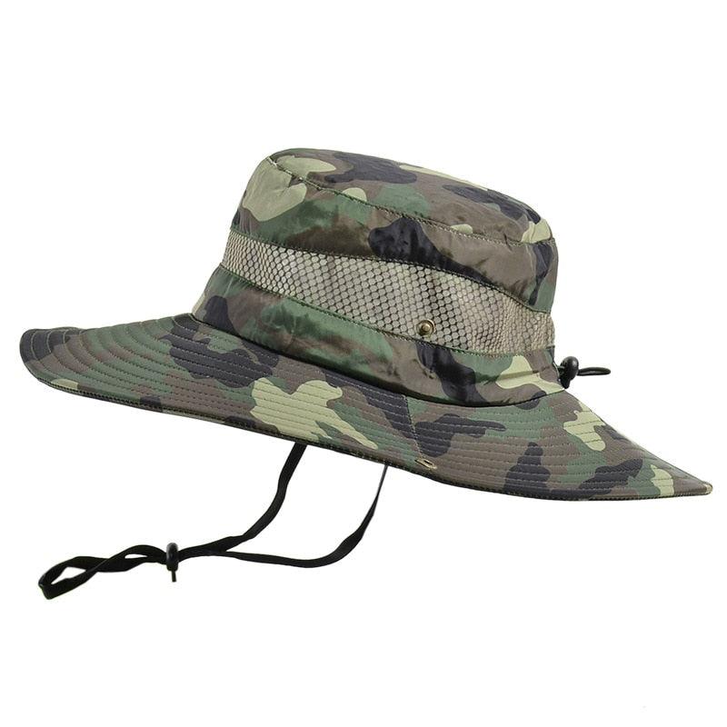 Men's Camo Bucket Hat Wide Brim Breathable Fishing Sun Hat
