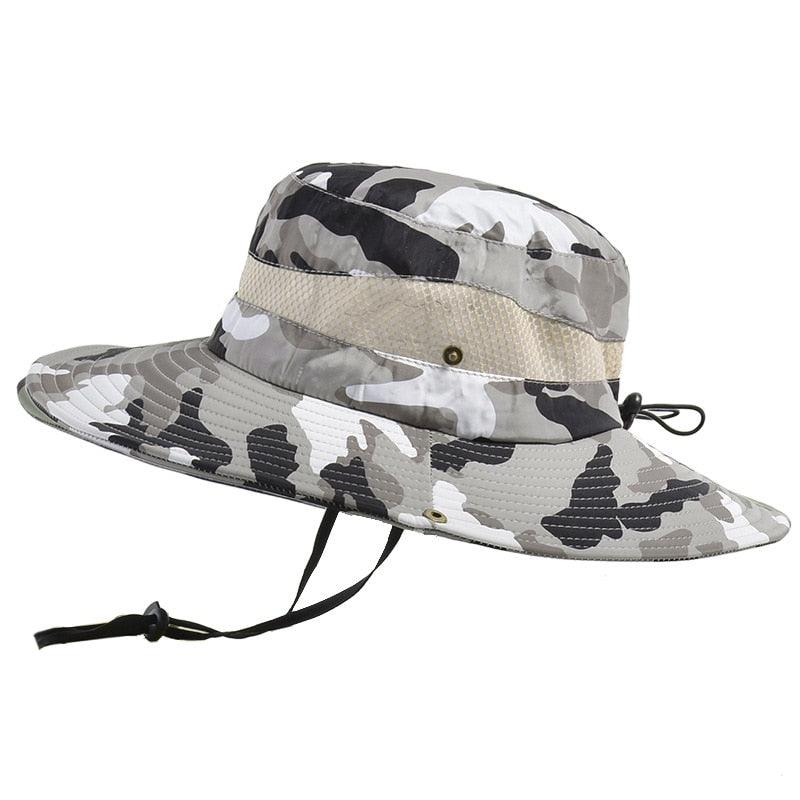 Men's Camo Bucket Hat Wide Brim Breathable Fishing Sun Hat
