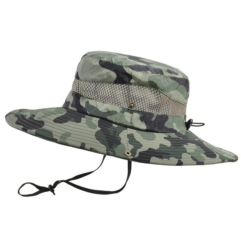 Men's Camo Bucket Hat Wide Brim Breathable Fishing Sun Hat