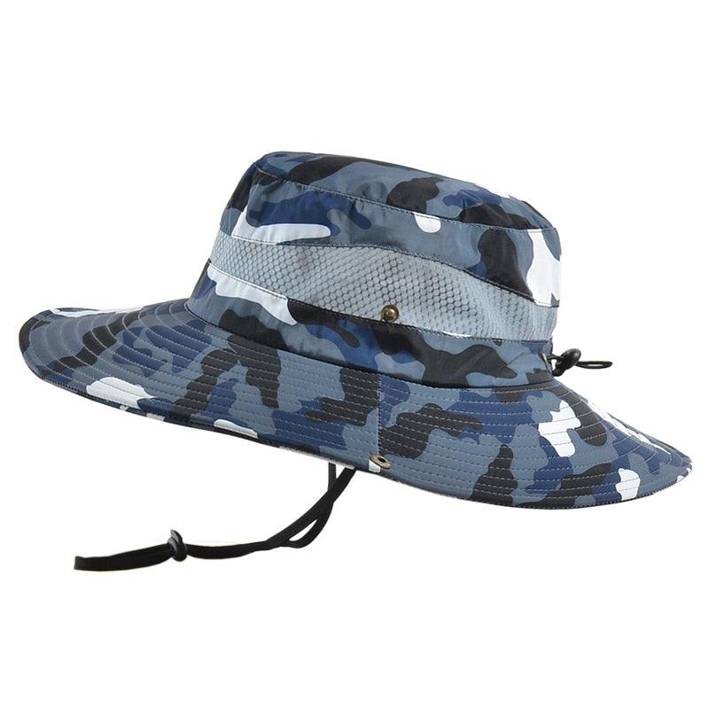 Men's Camo Bucket Hat Wide Brim Breathable Fishing Sun Hat