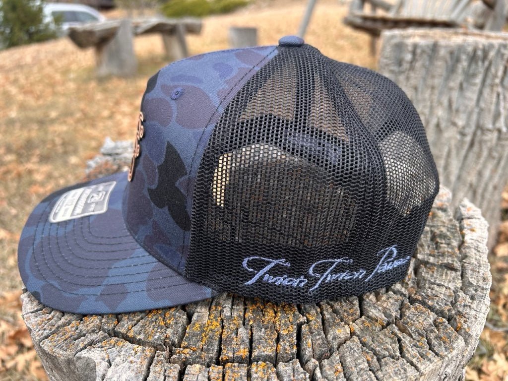 Admiral Duck Camo Leather Trucker Hat