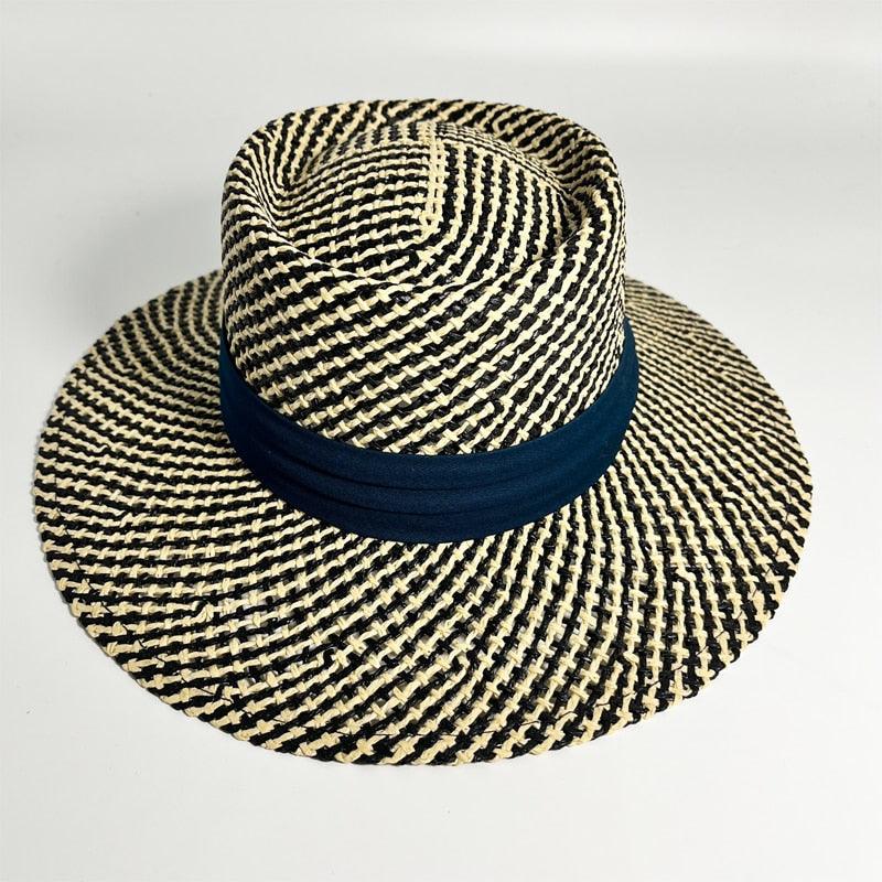 Women's Packable Wide Brim Straw Fedora Sun Hat