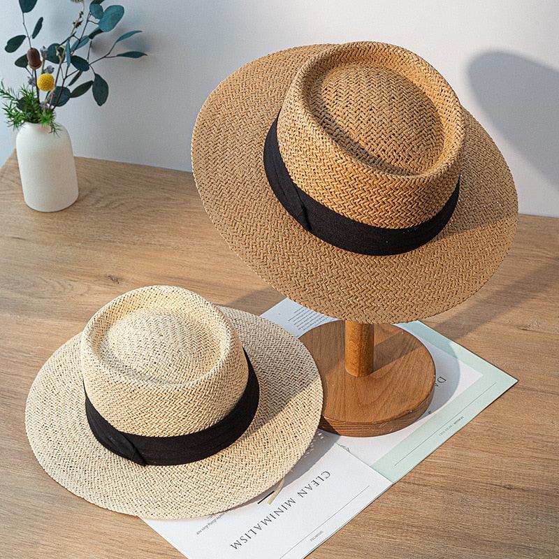 Women's Packable Wide Brim Straw Fedora Sun Hat
