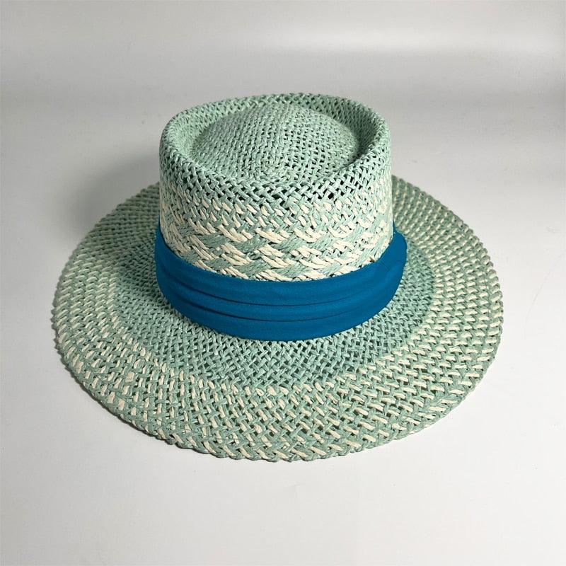 Women's Packable Wide Brim Straw Fedora Sun Hat