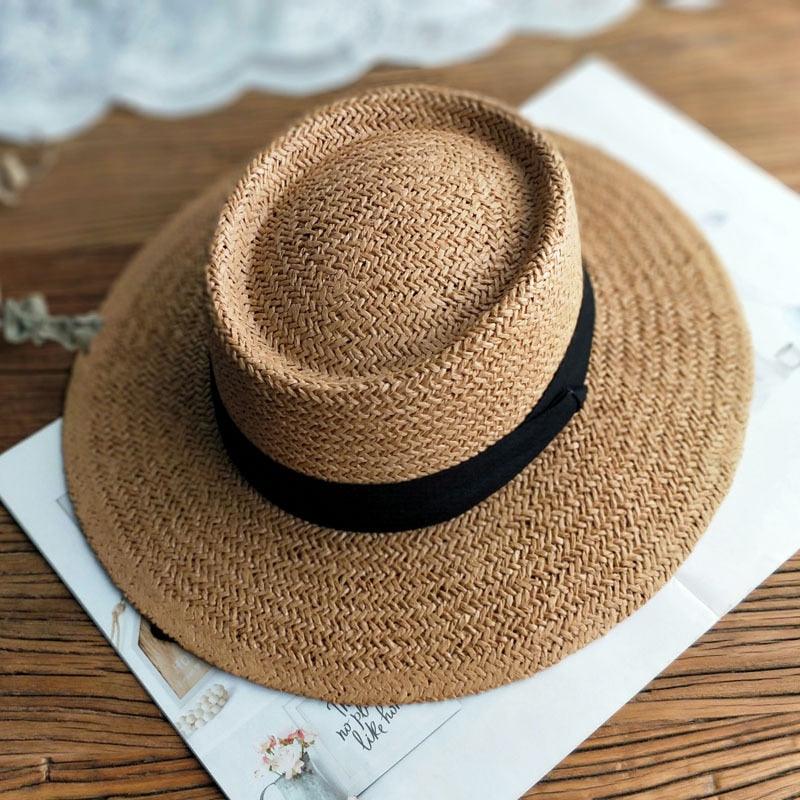 Women's Packable Wide Brim Straw Fedora Sun Hat