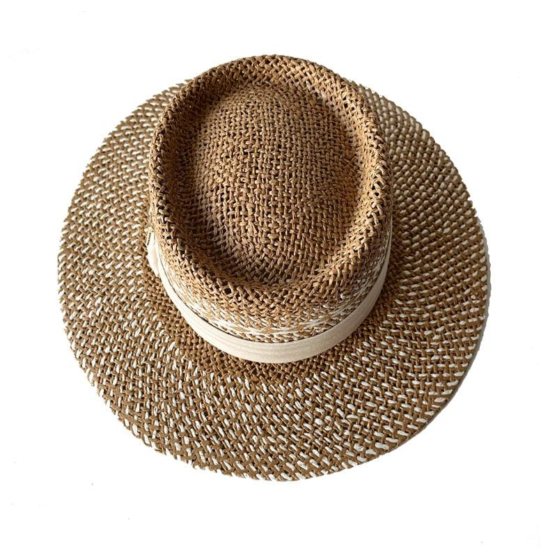 Women's Packable Wide Brim Straw Fedora Sun Hat