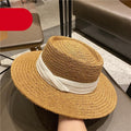 Women's Packable Wide Brim Straw Fedora Sun Hat