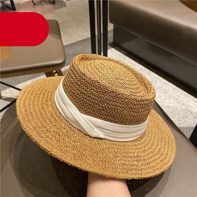 Women's Packable Wide Brim Straw Fedora Sun Hat