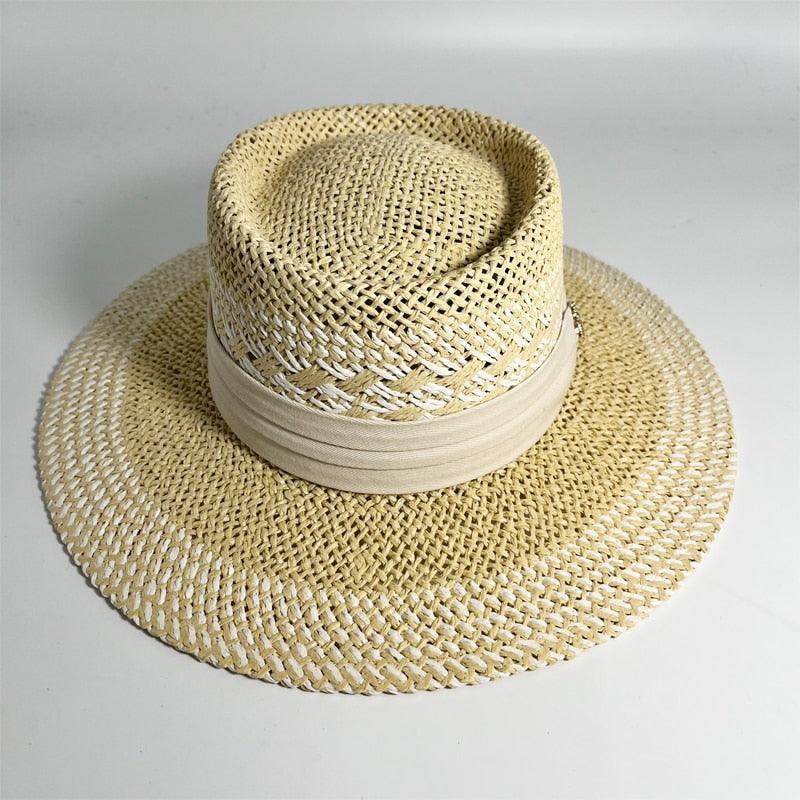 Women's Packable Wide Brim Straw Fedora Sun Hat