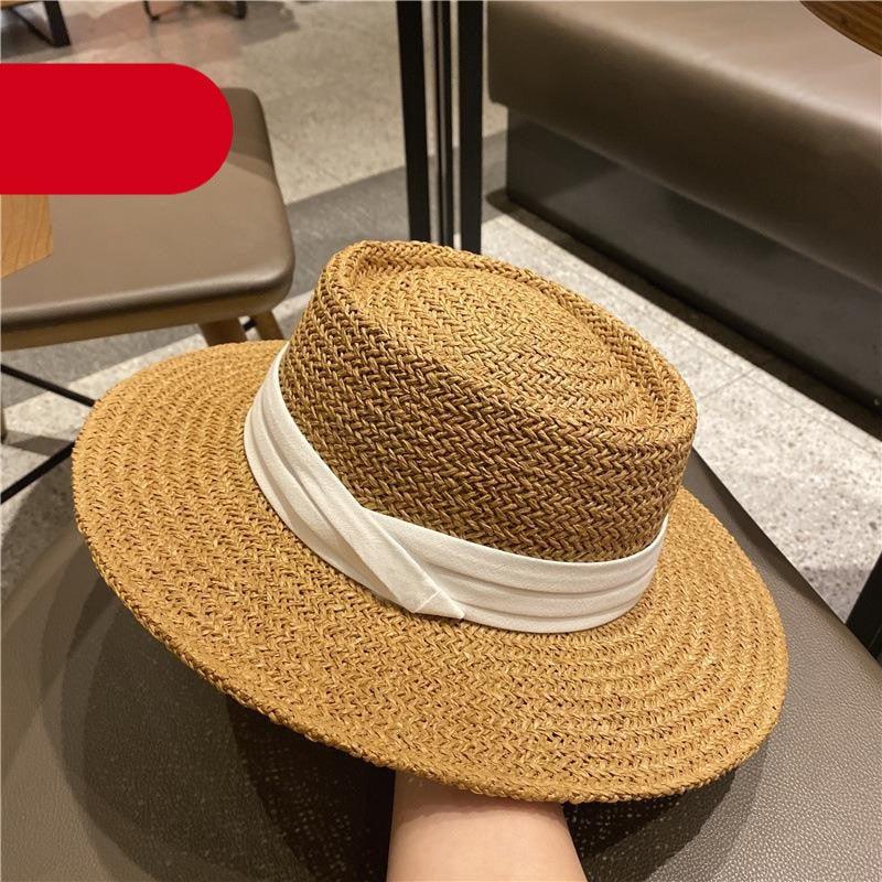 Women's Packable Wide Brim Straw Fedora Sun Hat