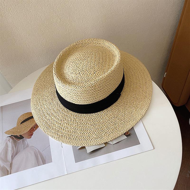 Women's Packable Wide Brim Straw Fedora Sun Hat