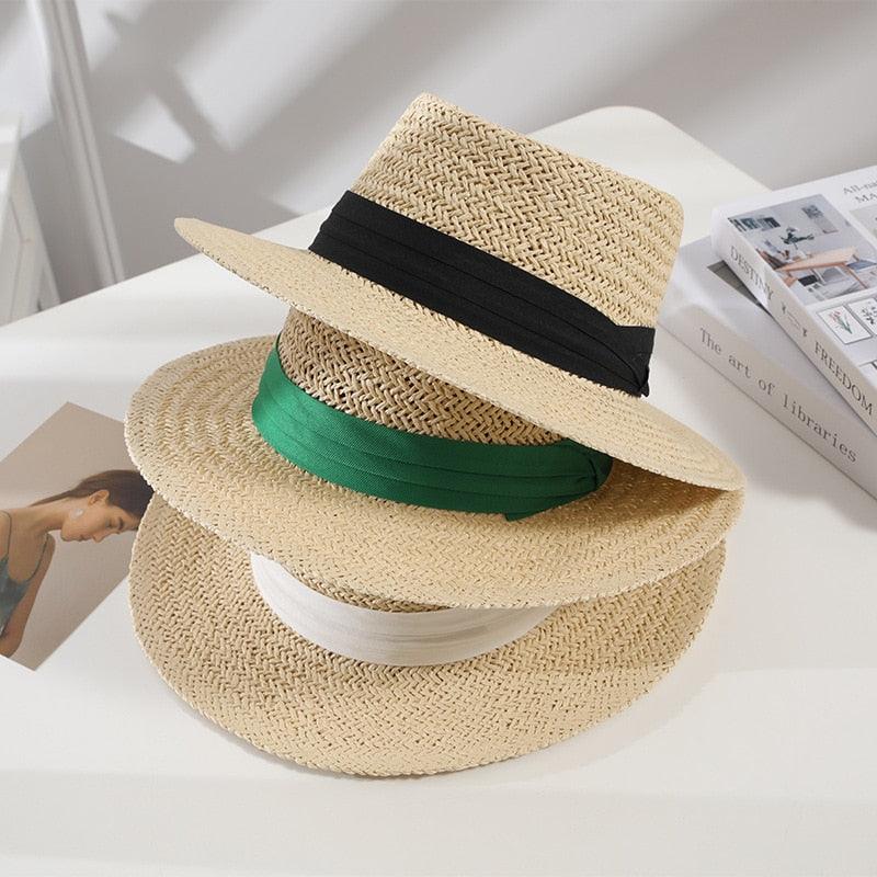 Women's Packable Wide Brim Straw Fedora Sun Hat