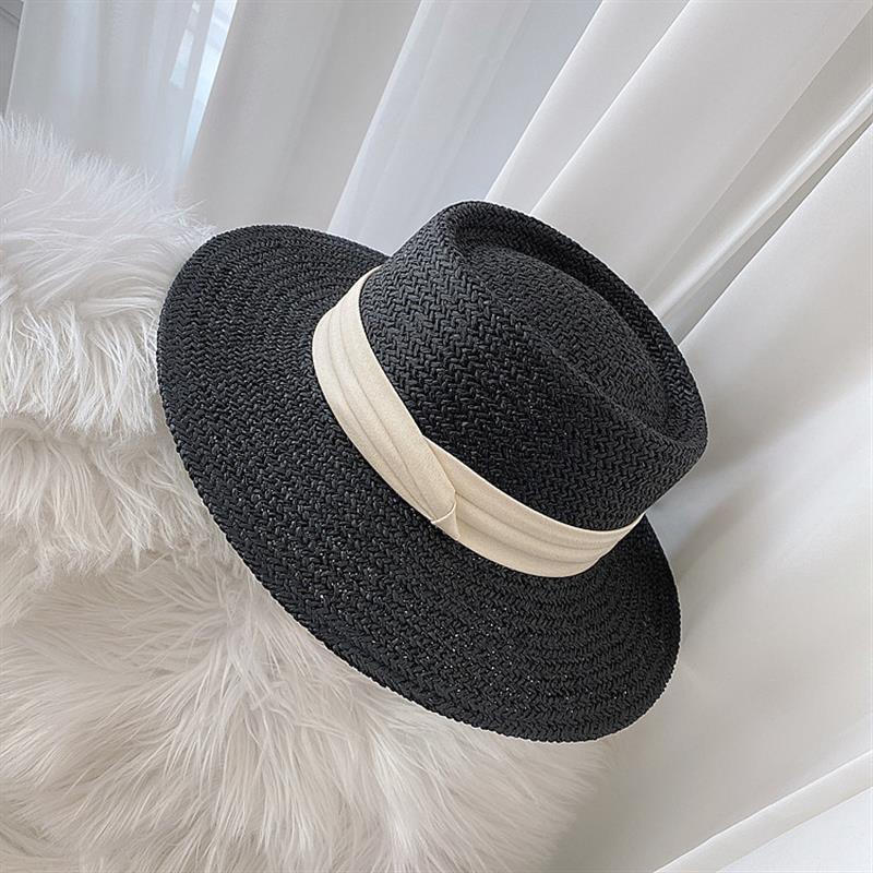 Women's Packable Wide Brim Straw Fedora Sun Hat