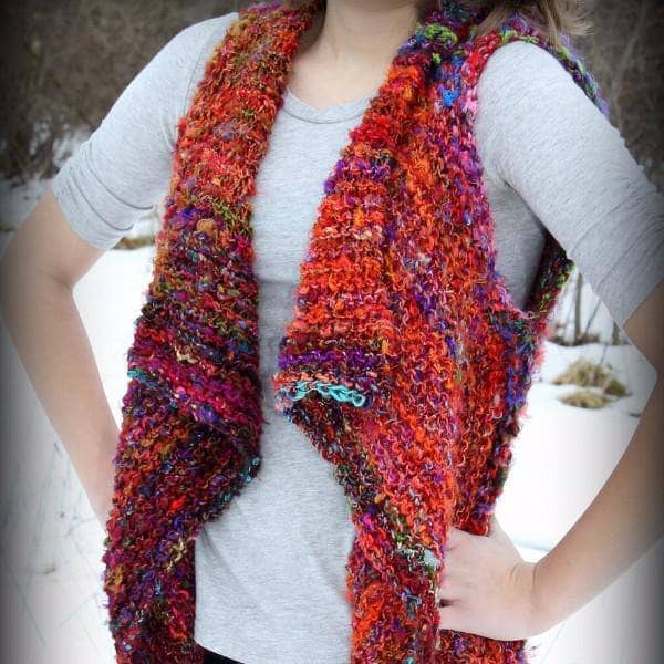 Adventure Cardi Banana Fiber Yarn Kit - Vibrant Boho Knit Layer