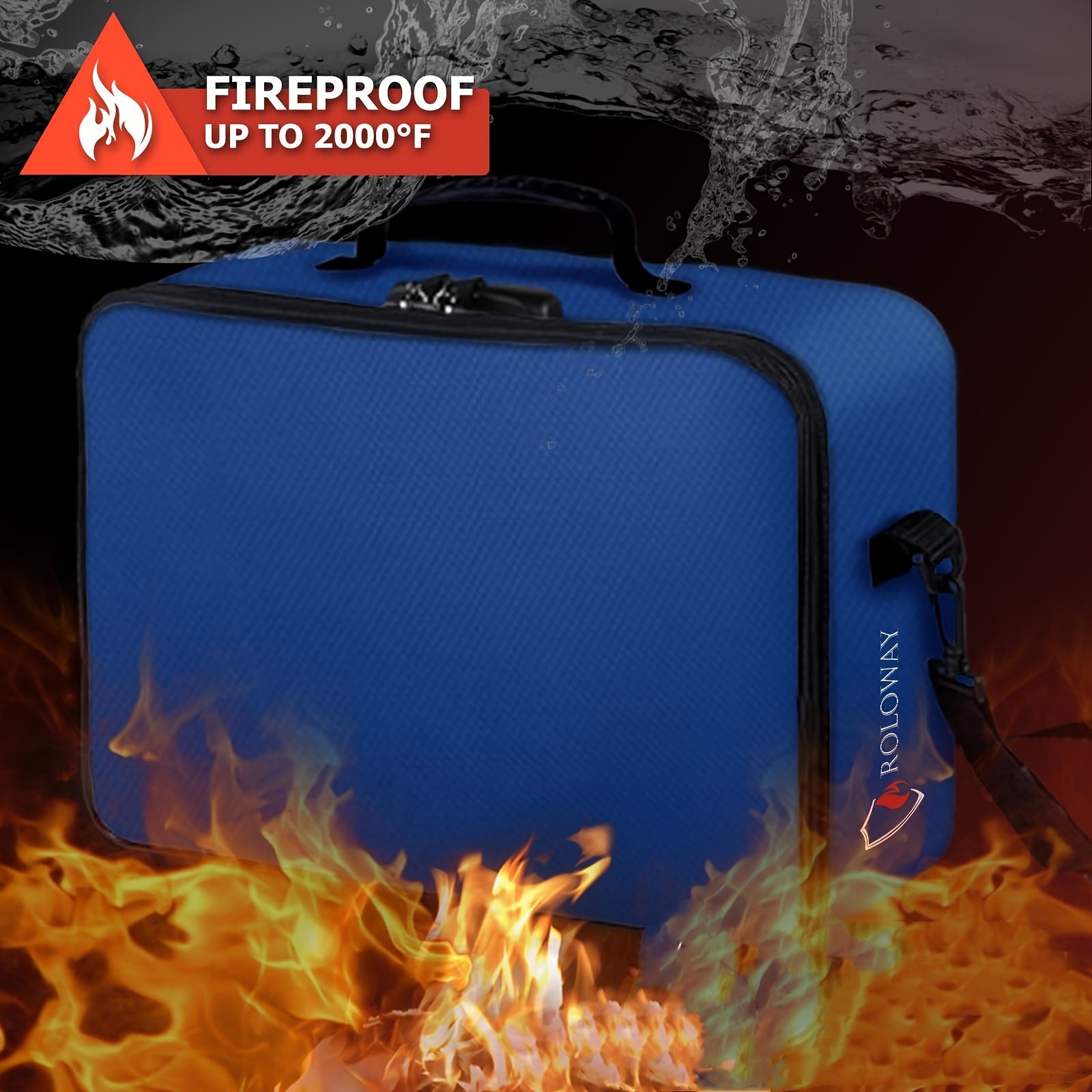 Fireproof Document Bag with Lock  Reflective Strip