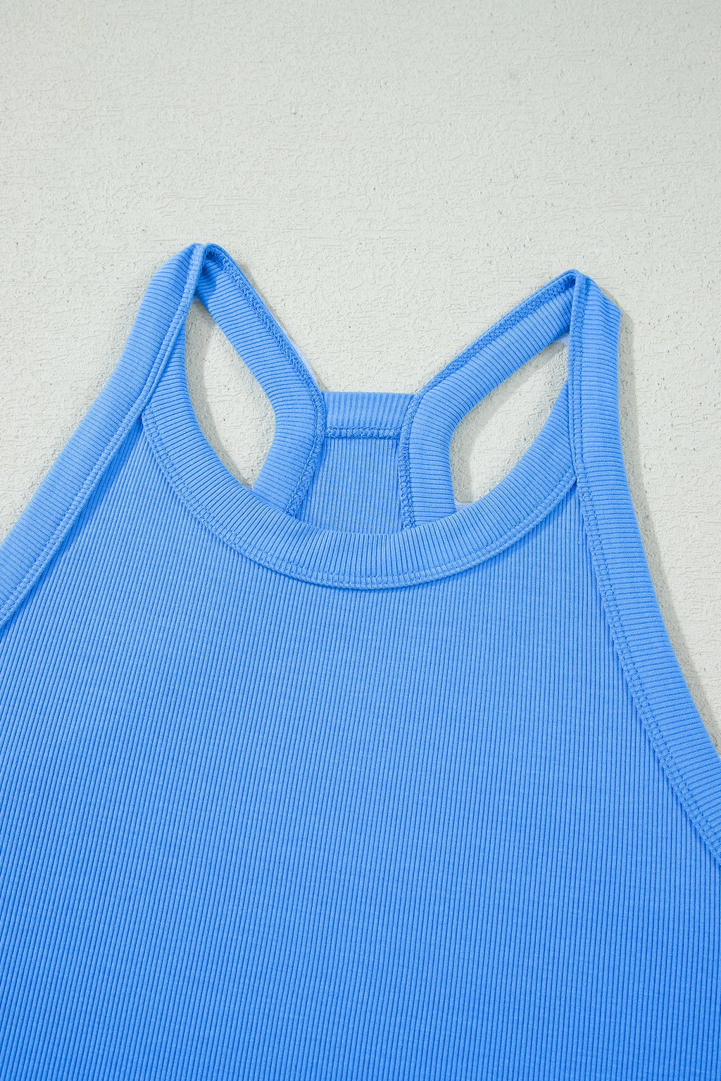 Women's Solid Ribbed Tank Top and High-Waist Shorts Set
