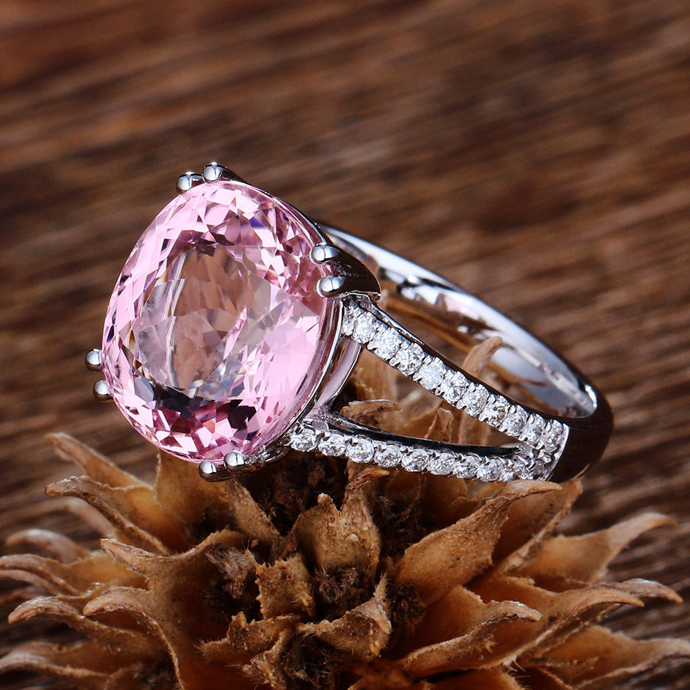 New European  American Fashion Engagement Ring,  Tourmaline Inlaid Jewelry