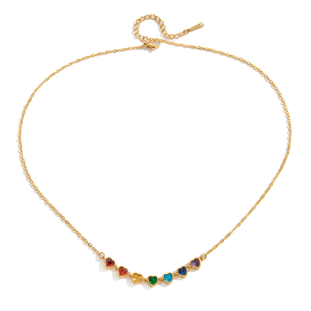 Spring Summer Vacation Jewelry Titanium Steel Colorful Zircon Necklace Light Luxury