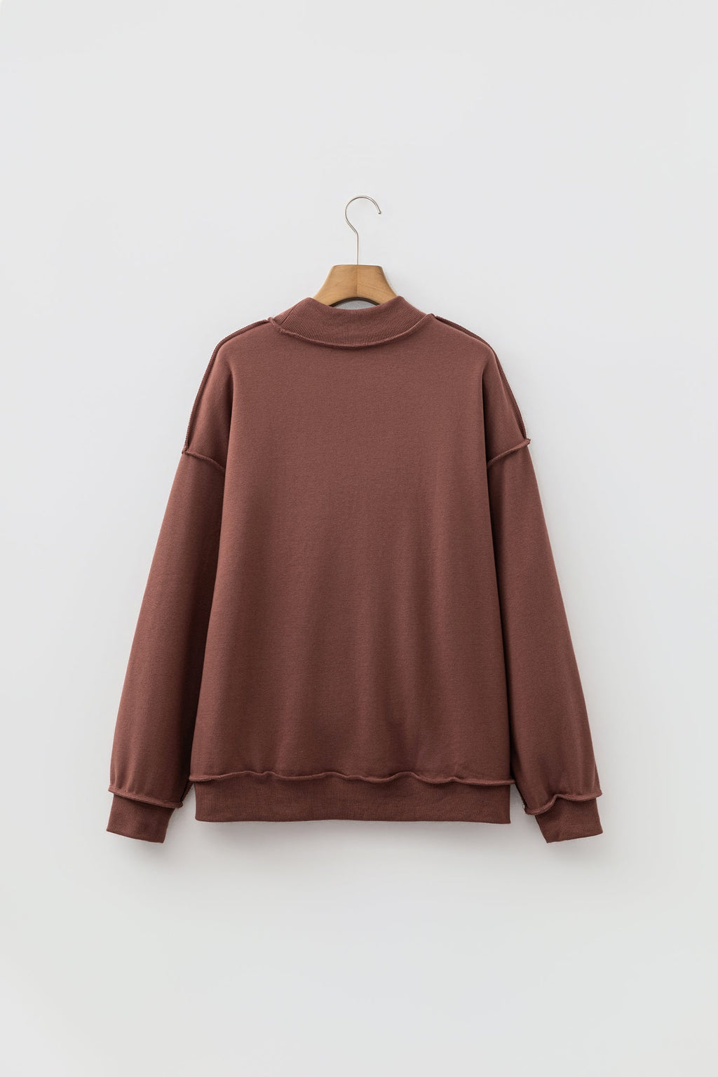 Bright Green Oversize Drop Shoulder Reversible Mock Neck Sweatshirt