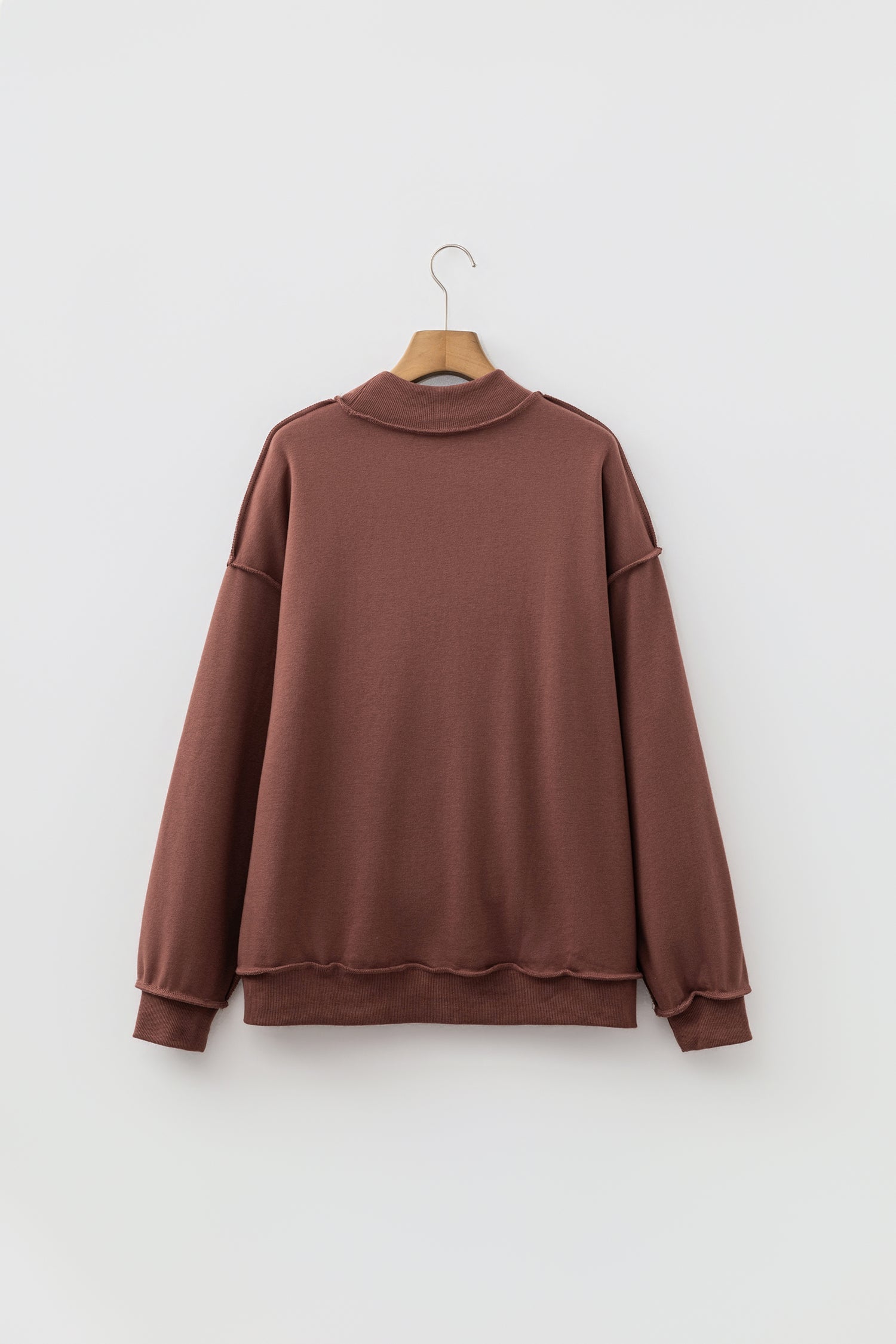 Bright Green Oversize Drop Shoulder Reversible Mock Neck Sweatshirt